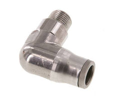 8mm x 1/8'' NPT 90deg Elbow Push-in Fitting with Male Threads Stainless Steel FKM Rotatable
