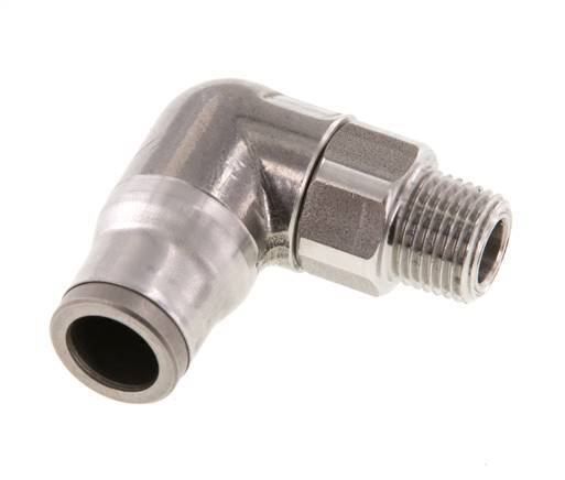 8mm x 1/8'' NPT 90deg Elbow Push-in Fitting with Male Threads Stainless Steel FKM Rotatable