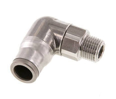 8mm x 1/8'' NPT 90deg Elbow Push-in Fitting with Male Threads Stainless Steel FKM Rotatable