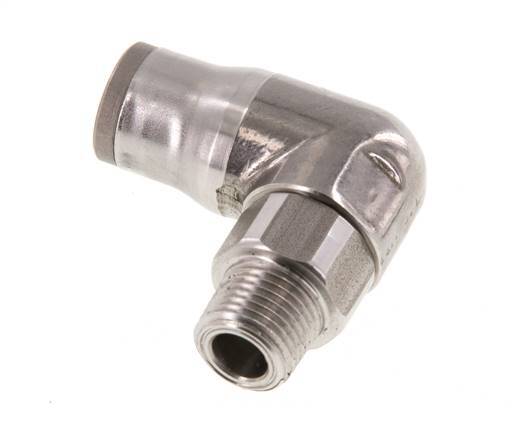 8mm x 1/8'' NPT 90deg Elbow Push-in Fitting with Male Threads Stainless Steel FKM Rotatable