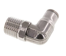 6mm x 1/4'' NPT 90deg Elbow Push-in Fitting with Male Threads Stainless Steel FKM Rotatable