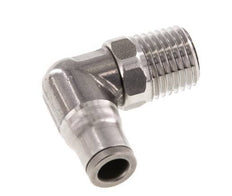 6mm x 1/4'' NPT 90deg Elbow Push-in Fitting with Male Threads Stainless Steel FKM Rotatable