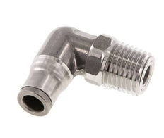 6mm x 1/4'' NPT 90deg Elbow Push-in Fitting with Male Threads Stainless Steel FKM Rotatable