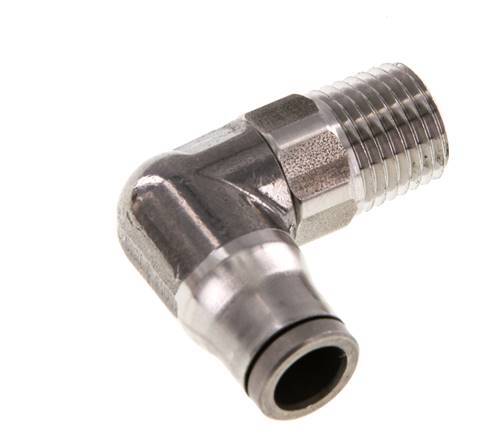 8mm x 1/4'' NPT 90deg Elbow Push-in Fitting with Male Threads Stainless Steel FKM Rotatable