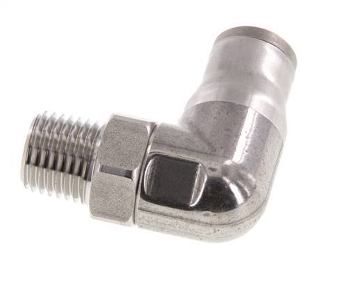 10mm x 1/4'' NPT 90deg Elbow Push-in Fitting with Male Threads Stainless Steel FKM Rotatable