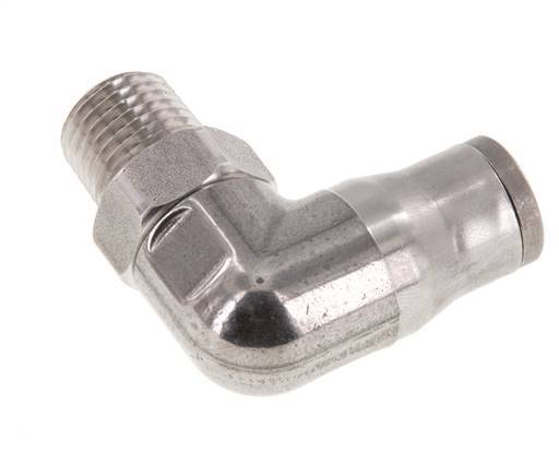 10mm x 1/4'' NPT 90deg Elbow Push-in Fitting with Male Threads Stainless Steel FKM Rotatable