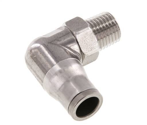 10mm x 1/4'' NPT 90deg Elbow Push-in Fitting with Male Threads Stainless Steel FKM Rotatable