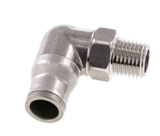 10mm x 1/4'' NPT 90deg Elbow Push-in Fitting with Male Threads Stainless Steel FKM Rotatable
