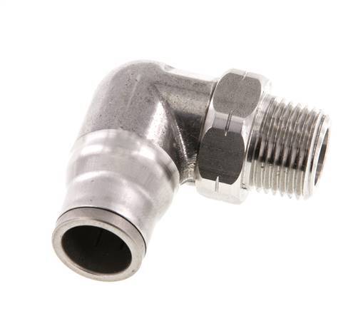 12mm x 3/8'' NPT 90deg Elbow Push-in Fitting with Male Threads Stainless Steel FKM Rotatable