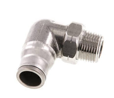12mm x 3/8'' NPT 90deg Elbow Push-in Fitting with Male Threads Stainless Steel FKM Rotatable