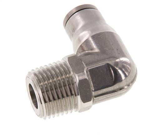 12mm x 1/2'' NPT 90deg Elbow Push-in Fitting with Male Threads Stainless Steel FKM Rotatable