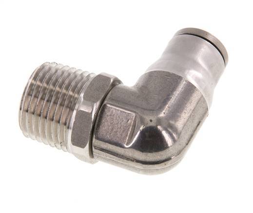 12mm x 1/2'' NPT 90deg Elbow Push-in Fitting with Male Threads Stainless Steel FKM Rotatable