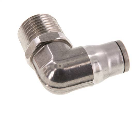 12mm x 1/2'' NPT 90deg Elbow Push-in Fitting with Male Threads Stainless Steel FKM Rotatable