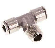 8mm x R1/4'' Inline Tee Push-in Fitting with Male Threads Stainless Steel FKM Rotatable