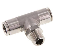 10mm x R1/4'' Inline Tee Push-in Fitting with Male Threads Stainless Steel FKM Rotatable