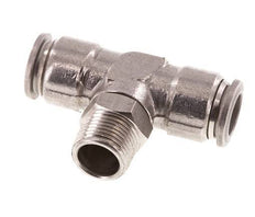 12mm x R3/8'' Inline Tee Push-in Fitting with Male Threads Stainless Steel FKM Rotatable