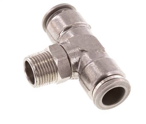12mm x R3/8'' Inline Tee Push-in Fitting with Male Threads Stainless Steel FKM Rotatable