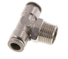 10mm x R1/2'' Inline Tee Push-in Fitting with Male Threads Stainless Steel FKM Rotatable