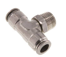 12mm x R1/2'' Inline Tee Push-in Fitting with Male Threads Stainless Steel FKM Rotatable