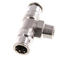 16mm x R1/2'' Inline Tee Push-in Fitting with Male Threads Stainless Steel FKM Rotatable