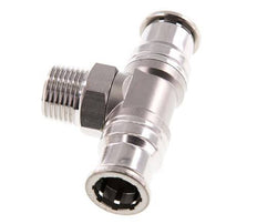 16mm x R1/2'' Inline Tee Push-in Fitting with Male Threads Stainless Steel FKM Rotatable