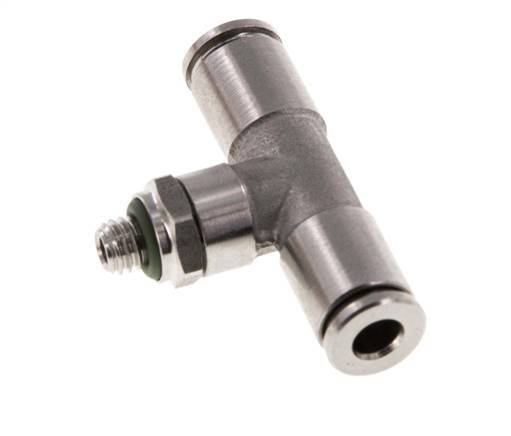 4mm x M 5 Inline Tee Push-in Fitting with Male Threads Stainless Steel FKM Rotatable