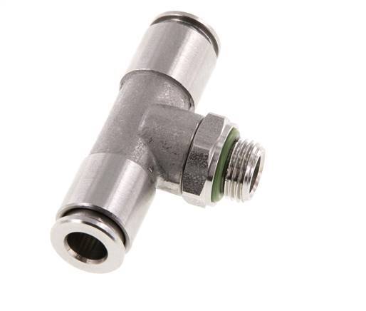 6mm x G1/8'' Inline Tee Push-in Fitting with Male Threads Stainless Steel FKM FDA Rotatable