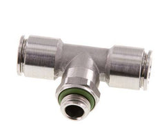 8mm x G1/8'' Inline Tee Push-in Fitting with Male Threads Stainless Steel FKM FDA Rotatable