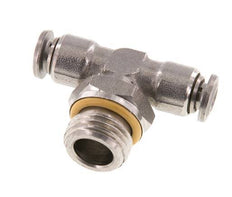 4mm x G1/4'' Inline Tee Push-in Fitting with Male Threads Stainless Steel FKM FDA Rotatable