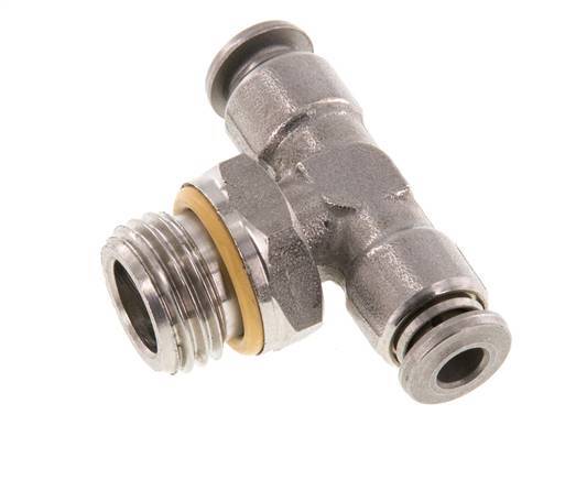 4mm x G1/4'' Inline Tee Push-in Fitting with Male Threads Stainless Steel FKM FDA Rotatable
