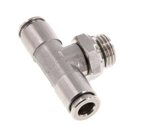 6mm x G1/4'' Inline Tee Push-in Fitting with Male Threads Stainless Steel FKM FDA Rotatable