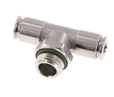 6mm x G1/4'' Inline Tee Push-in Fitting with Male Threads Stainless Steel FKM FDA Rotatable