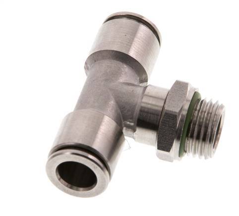 8mm x G1/4'' Inline Tee Push-in Fitting with Male Threads Stainless Steel FKM FDA Rotatable