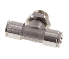 10mm x G3/8'' Inline Tee Push-in Fitting with Male Threads Stainless Steel FKM FDA Rotatable