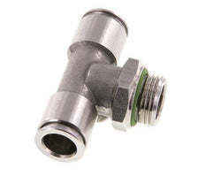 10mm x G3/8'' Inline Tee Push-in Fitting with Male Threads Stainless Steel FKM FDA Rotatable