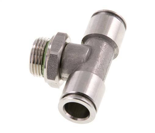 10mm x G3/8'' Inline Tee Push-in Fitting with Male Threads Stainless Steel FKM FDA Rotatable