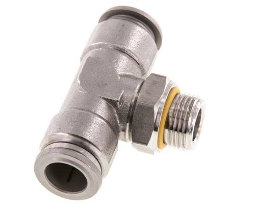 12mm x G3/8'' Inline Tee Push-in Fitting with Male Threads Stainless Steel FKM FDA Rotatable