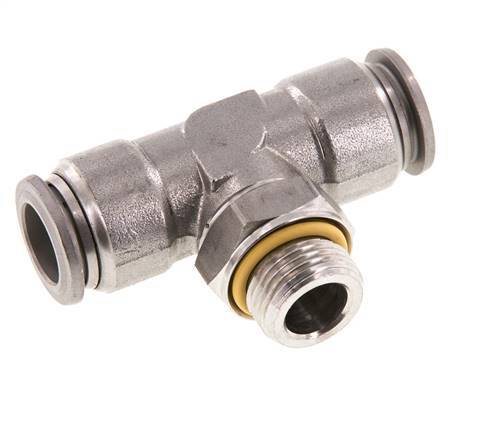 12mm x G3/8'' Inline Tee Push-in Fitting with Male Threads Stainless Steel FKM FDA Rotatable