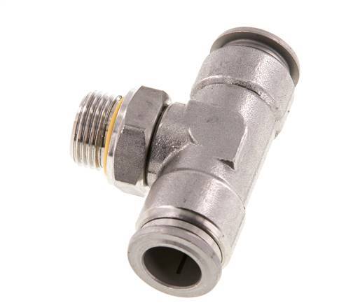 12mm x G3/8'' Inline Tee Push-in Fitting with Male Threads Stainless Steel FKM FDA Rotatable