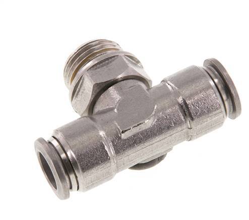 12mm x G1/2'' Inline Tee Push-in Fitting with Male Threads Stainless Steel FKM FDA Rotatable