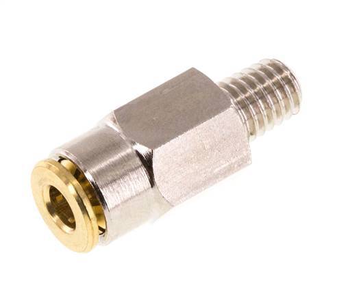 4mm x M 6 (conical) Push-in Fitting with Male Threads Brass NBRHigh Pressure [2 Pieces]