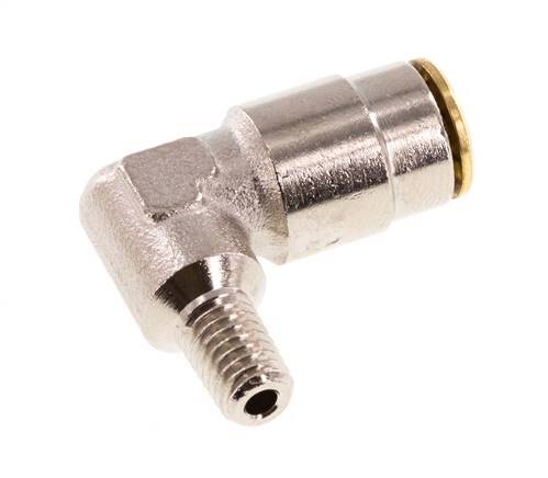 6mm x M 6 (conical) 90deg Elbow Push-in Fitting with Male Threads Brass NBRHigh Pressure [2 Pieces]