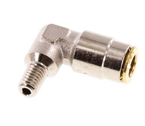 6mm x M 6 (conical) 90deg Elbow Push-in Fitting with Male Threads Brass NBRHigh Pressure [2 Pieces]