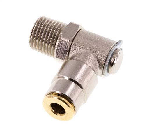 4mm x R1/8'' 90deg Elbow Push-in Fitting with Male Threads Brass NBR RotatableHigh Pressure