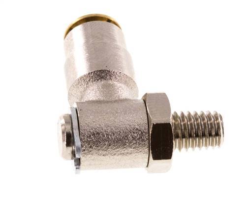 4mm x M 6 (conical) 90deg Elbow Push-in Fitting with Male Threads Brass NBR RotatableHigh Pressure