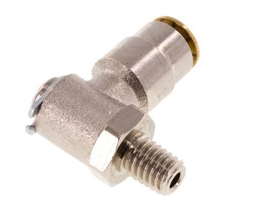 4mm x M 6 (conical) 90deg Elbow Push-in Fitting with Male Threads Brass NBR RotatableHigh Pressure