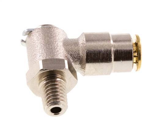4mm x M 6 (conical) 90deg Elbow Push-in Fitting with Male Threads Brass NBR RotatableHigh Pressure
