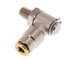 4mm x M 6 (conical) 90deg Elbow Push-in Fitting with Male Threads Brass NBR RotatableHigh Pressure