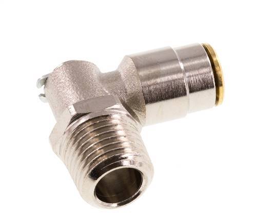 6mm x R1/4'' 90deg Elbow Push-in Fitting with Male Threads Brass NBR RotatableHigh Pressure