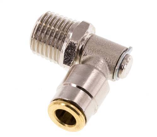 6mm x R1/4'' 90deg Elbow Push-in Fitting with Male Threads Brass NBR RotatableHigh Pressure